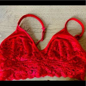 Red lace Bootybag Bralet- never worn!